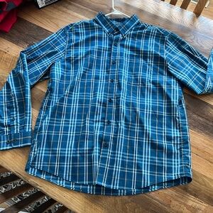 Eddie Bauer Blue and White Casual Button Down Shirt